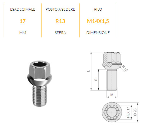 B950 bullone ruote - bullone,